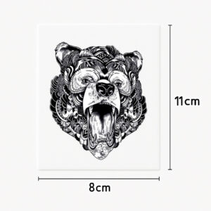 Hand tattoo roaring bear